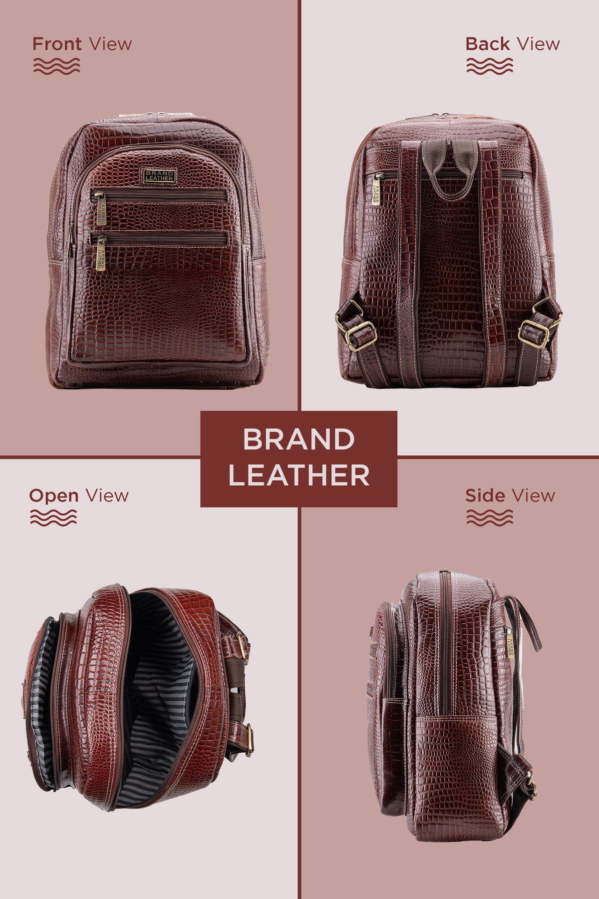 BRAND LEATHER Genuine Leather 14, 15.6 Inch Laptop Backpack For Use Office|Travel|Scahool|College Unisex