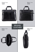 BRAND LEATHER Laptop Bag for Men - Genuine Leather Office Bag with Multiple Compartments Fits 14/15.6/16 Inch Laptop Bag - Messenger and Shoulder Bag for Travel - Water Resistant