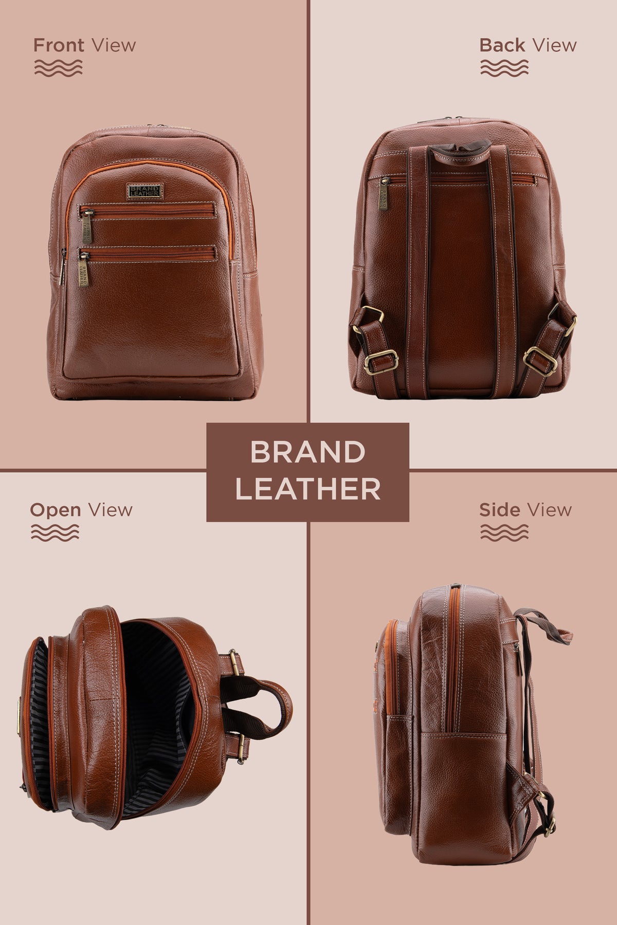 BRAND LEATHER Genuine Leather 14, 15.6 Inch Laptop Backpack For Use Office|Travel|Scahool|College Unisex