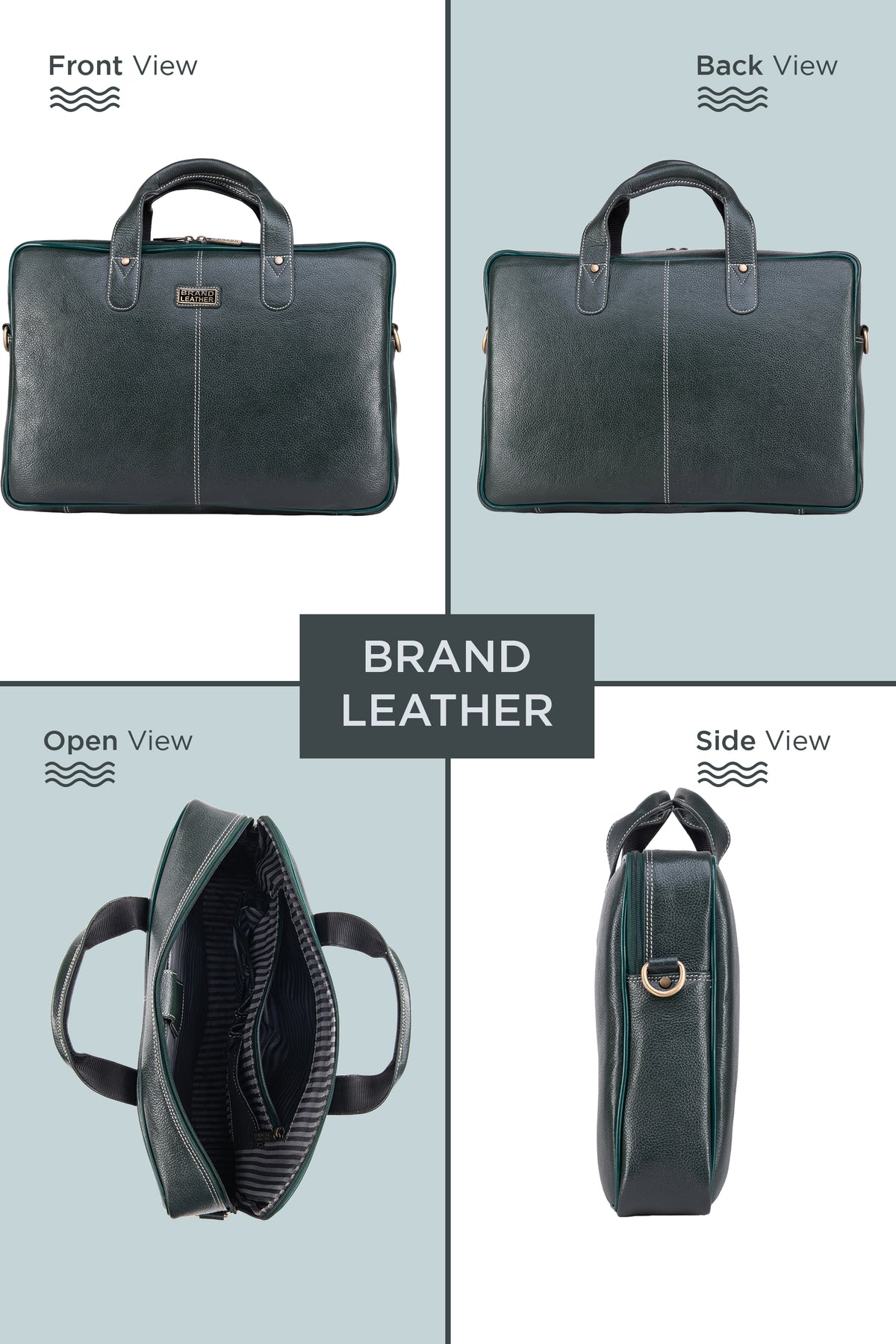 BRAND LEATHER Laptop Bag for Men - Genuine Leather Office Bag with Multiple Compartments Fits 14/15.6/16 Inch Laptop Bag - Messenger and Shoulder Bag for Travel - Water Resistant