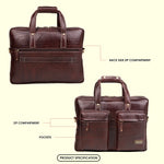 BRAND LEATHER Genuine Leather Laptop Bag for Men - Office Bag - Fits Up to 16-inch Laptop/MacBook - Shoulder Bag/Hand Bag - Laptop Messenger Bag with Trolley Straps - 1 Year Warranty