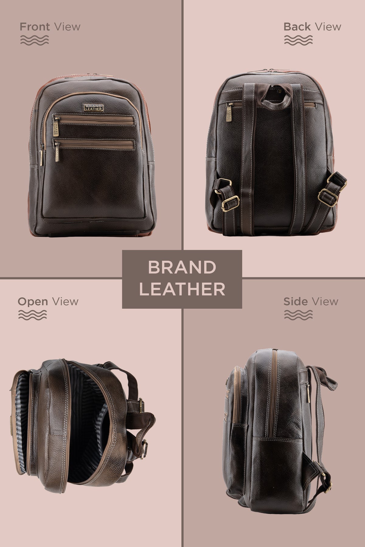 BRAND LEATHER Genuine Leather 14, 15.6 Inch Laptop Backpack For Use Office|Travel|Scahool|College Unisex