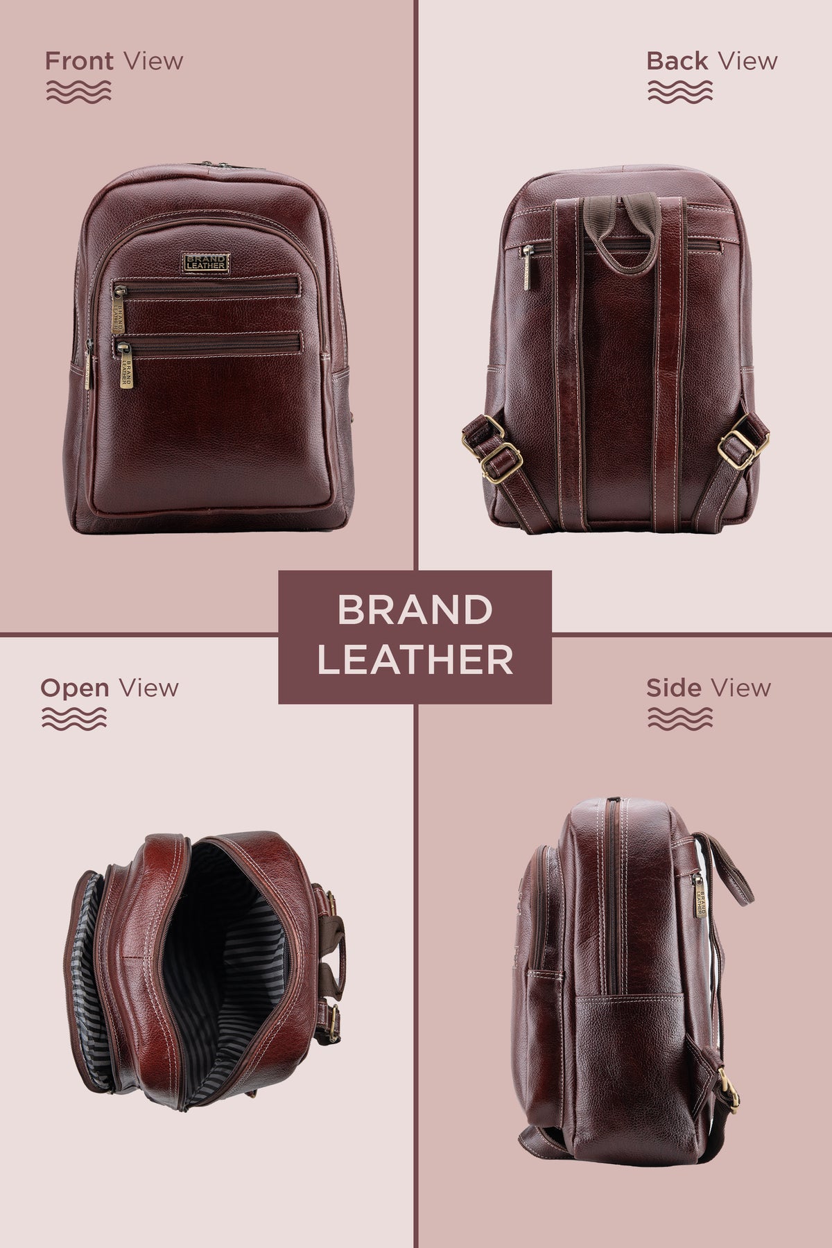 BRAND LEATHER Genuine Leather 14, 15.6 Inch Laptop Backpack For Use Office|Travel|Scahool|College Unisex