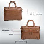 BRAND LEATHER Laptop Bag for Men - Genuine Leather Messenger Bag for Office - Fits up to 16 Inch Laptop -Brown Shoulder Bag with Multiple Compartments - Executive Leather Bag for Work and Travel
