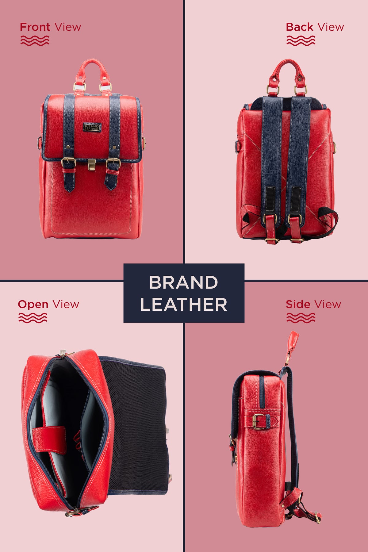 BRAND LEATHER Genuine Leather 14, 15.6 Inch Laptop Backpack For Use Office|Travel|Scahool|College Unisex