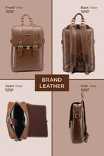 BRAND LEATHER Genuine Leather 14, 15.6 Inch Laptop Backpack For Use Office|Travel|Scahool|College Unisex