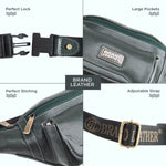 BRAND LEATHER Genuine Leather Stylish Waist Bag Elegant Style Travel Pouch Passport Holder with Adjustable