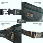 BRAND LEATHER Genuine Leather Stylish Waist Bag Elegant Style Travel Pouch Passport Holder with Adjustable Strap Unisex