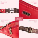 BRAND LEATHER Genuine Leather Stylish Waist Bag Elegant Style Travel Pouch Passport Holder with Adjustable Strap Unisex