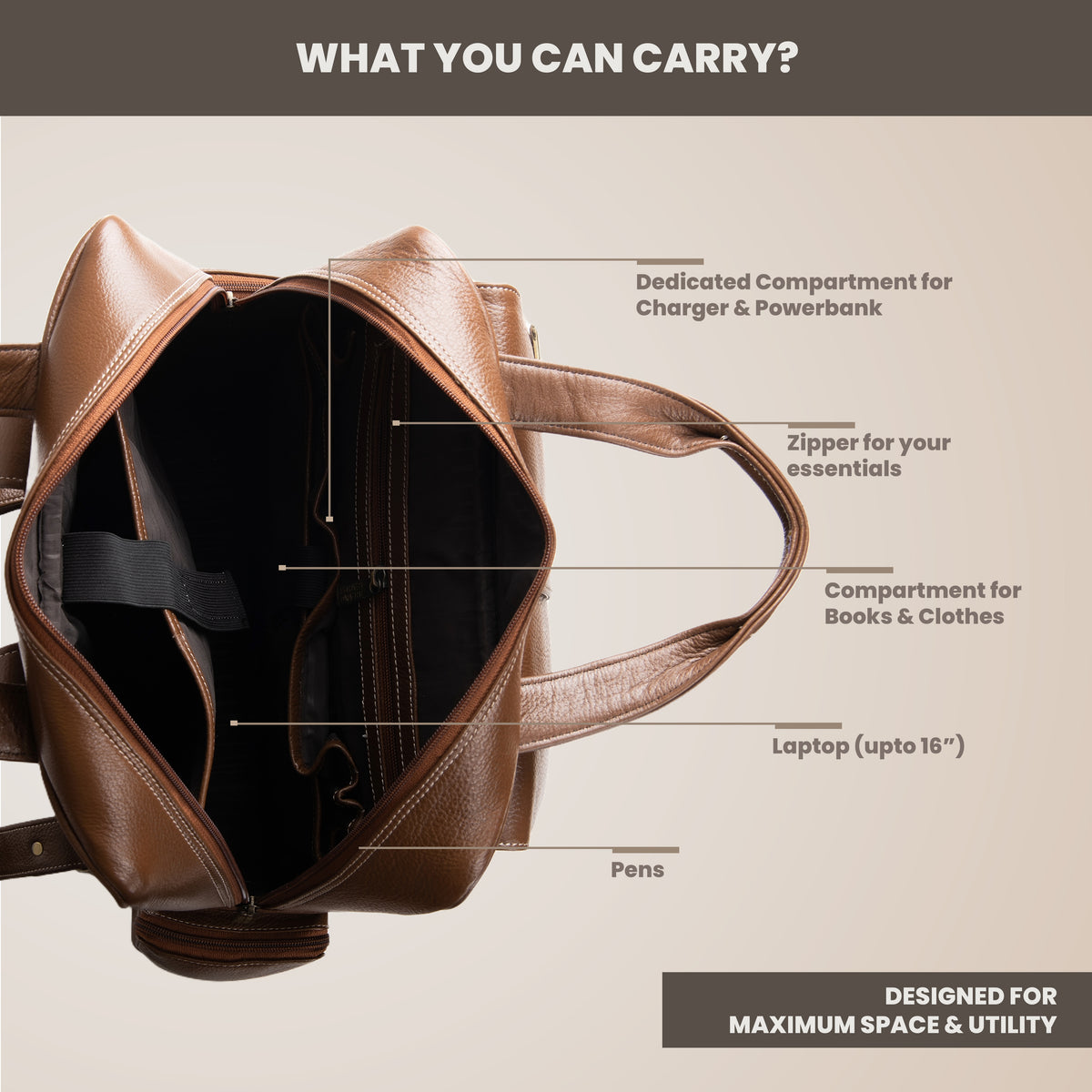 BRAND LEATHER Full Grain Buffalo - Hide Leather Backpack Large Capacity 15/15.6/16/17 Inch Laptop Bag Multi Pockets Travel Daypack