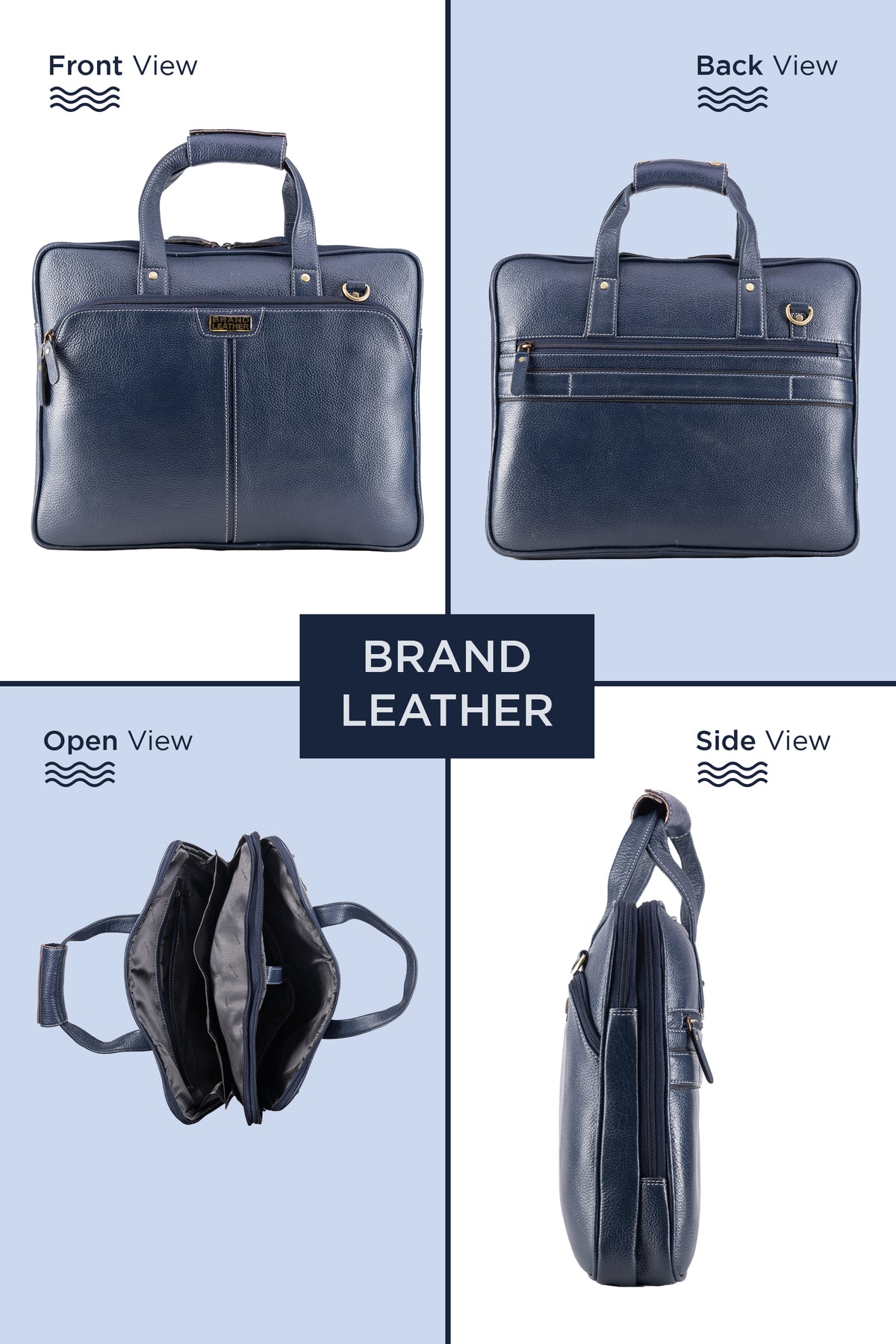 BRAND LEATHER Laptop Bag for Men - Genuine Leather Office Bag with Multiple Compartments Fits 14/15.6/16 Inch Laptop Bag - Messenger and Shoulder Bag for Travel - Water Resistant