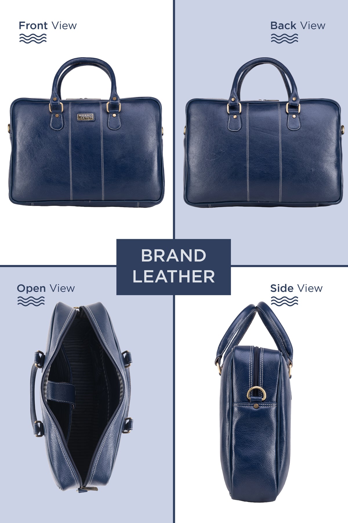 BRAND LEATHER Laptop Bag for Men - Genuine Leather Office Bag with Multiple Compartments Fits 14/15.6/16 Inch Laptop Bag - Messenger and Shoulder Bag for Travel - Water Resistant