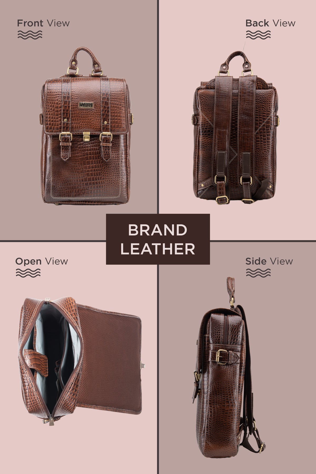 BRAND LEATHER Genuine Leather 14, 15.6 Inch Laptop Backpack For Use Office|Travel|Scahool|College Unisex