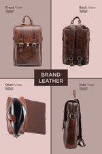 BRAND LEATHER Genuine Leather 14, 15.6 Inch Laptop Backpack For Use Office|Travel|Scahool|College Unisex