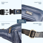 BRAND LEATHER Genuine Leather Stylish Waist Bag Elegant Style Travel Pouch Passport Holder with Adjustable