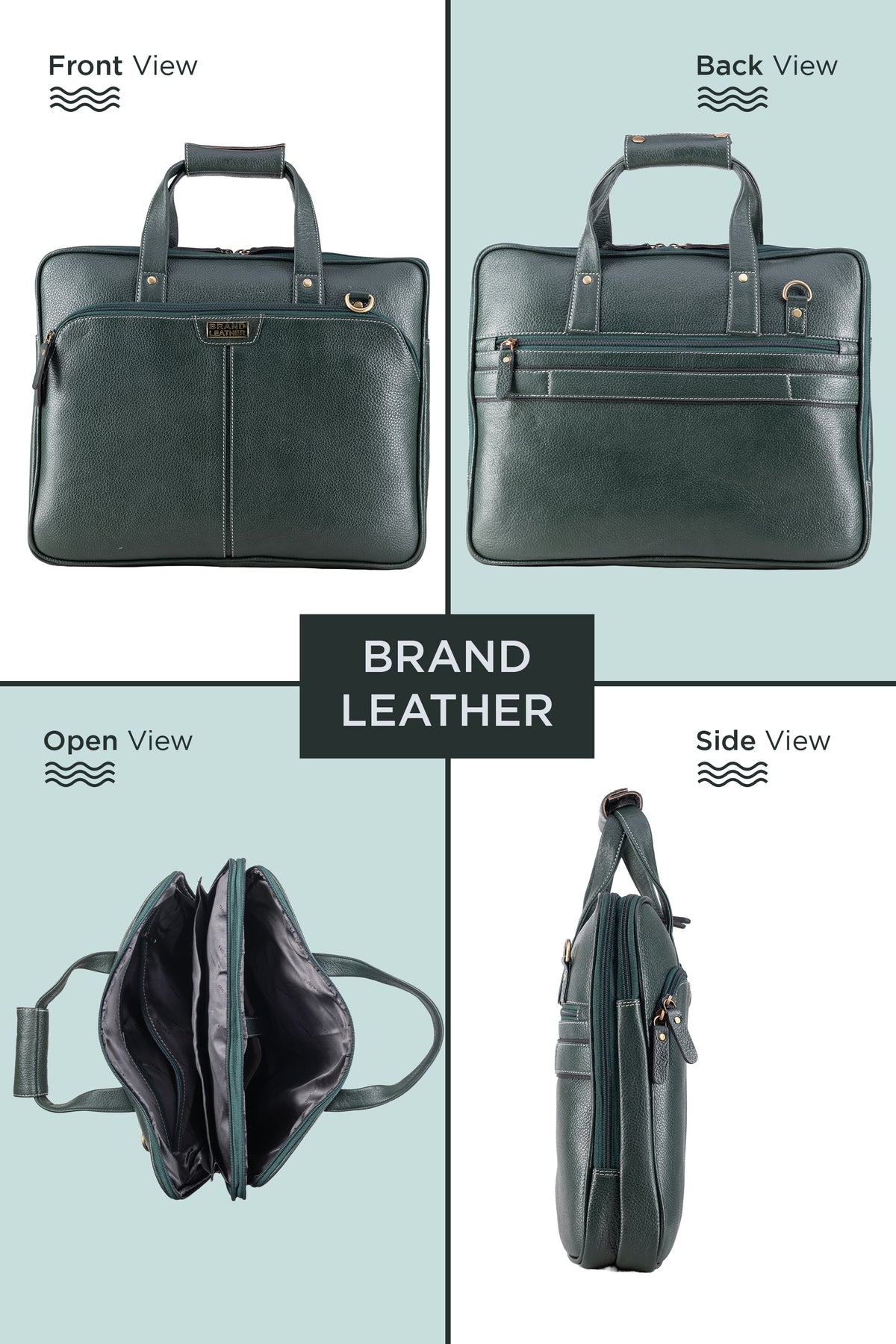 BRAND LEATHER Laptop Bag for Men - Genuine Leather Office Bag with Multiple Compartments Fits 14/15.6/16 Inch Laptop Bag - Messenger and Shoulder Bag for Travel - Water Resistant