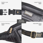 BRAND LEATHER Genuine Leather Stylish Waist Bag Elegant Style Travel Pouch Passport Holder with Adjustable