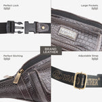 BRAND LEATHER Genuine Leather Stylish Waist Bag Elegant Style Travel Pouch Passport Holder with Adjustable