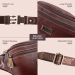 BRAND LEATHER Genuine Leather Stylish Waist Bag Elegant Style Travel Pouch Passport Holder with Adjustable Strap Unisex