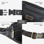 BRAND LEATHER Genuine Leather Stylish Waist Bag Elegant Style Travel Pouch Passport Holder with Adjustable Strap Unisex