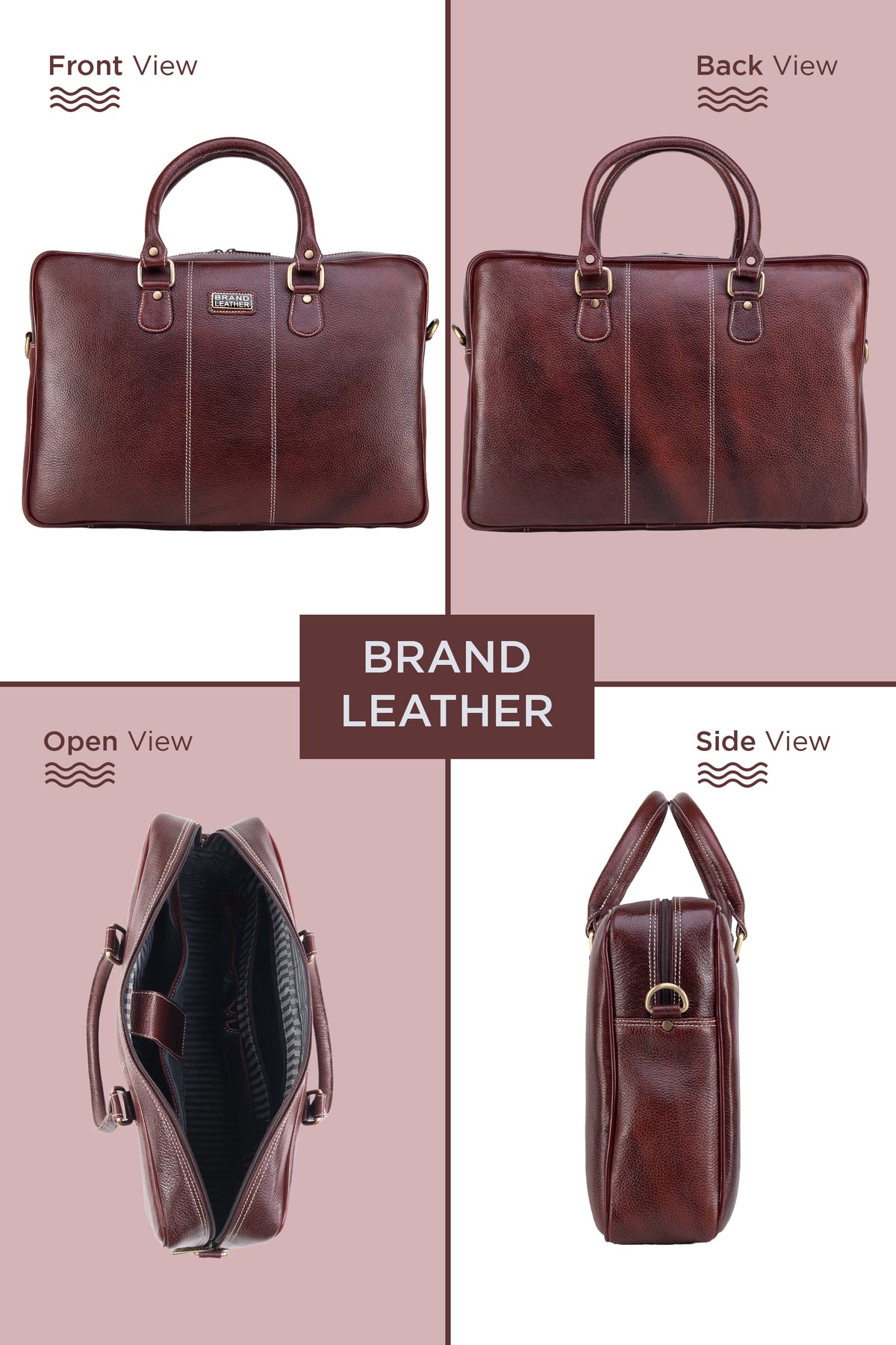 BRAND LEATHER Laptop Bag for Men - Genuine Leather Office Bag with Multiple Compartments Fits 14/15.6/16 Inch Laptop Bag - Messenger and Shoulder Bag for Travel - Water Resistant