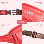 BRAND LEATHER Genuine Leather Stylish Waist Bag Elegant Style Travel Pouch Passport Holder with Adjustable