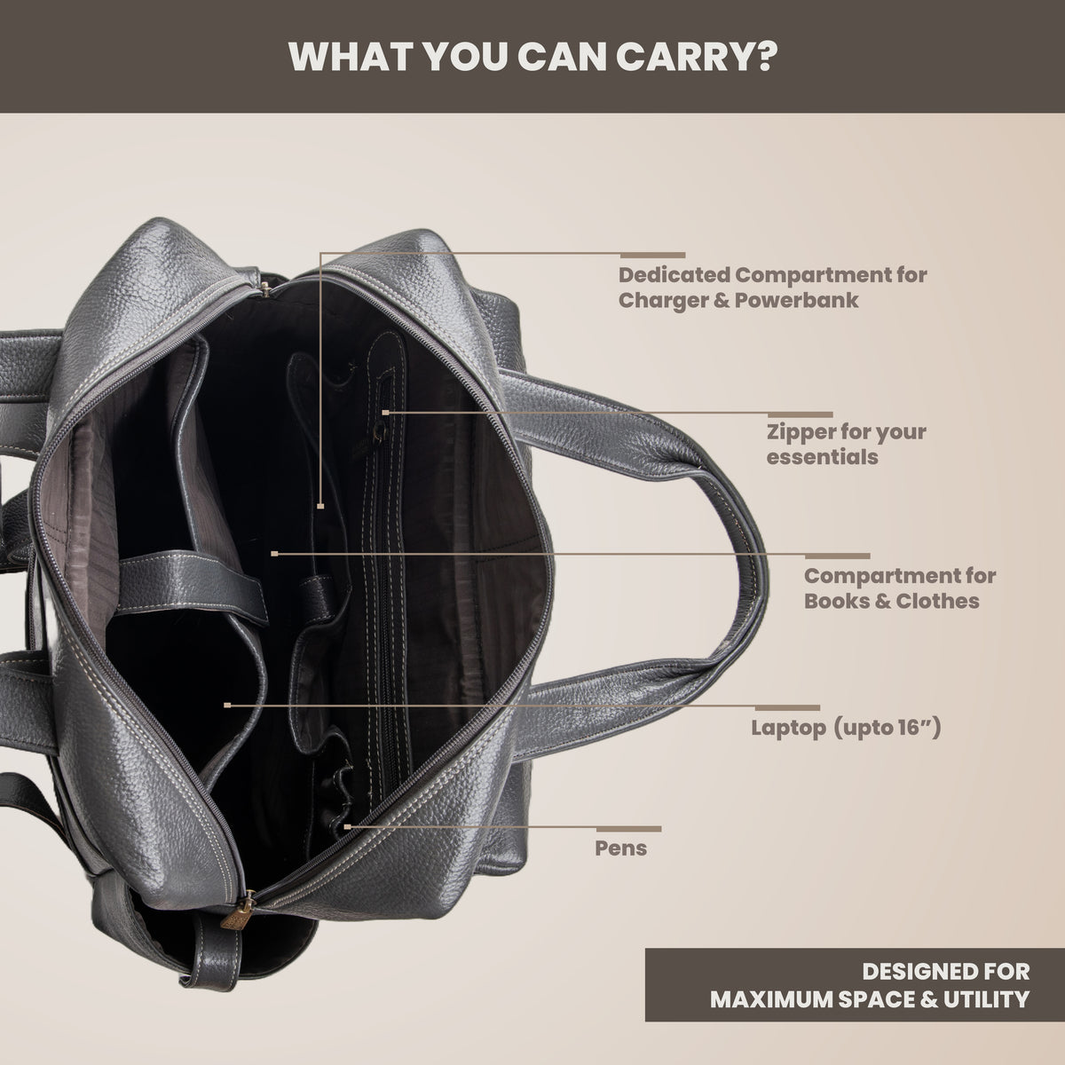 BRAND LEATHER Full Grain Buffalo - Hide Leather Backpack Large Capacity 15/15.6/16/17 Inch Laptop Bag Multi Pockets Travel Daypack