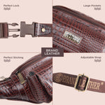 BRAND LEATHER Genuine Leather Stylish Waist Bag Elegant Style Travel Pouch Passport Holder with Adjustable