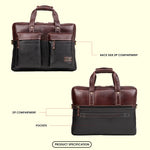 BRAND LEATHER Genuine Leather Laptop Bag for Men - Office Bag - Fits Up to 16-inch Laptop/MacBook - Shoulder Bag/Hand Bag - Laptop Messenger Bag with Trolley Straps - 1 Year Warranty