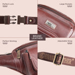 BRAND LEATHER Genuine Leather Stylish Waist Bag Elegant Style Travel Pouch Passport Holder with Adjustable