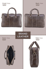 BRAND LEATHER Laptop Bag for Men - Genuine Leather Office Bag with Multiple Compartments Fits 14/15.6/16 Inch Laptop Bag - Messenger and Shoulder Bag for Travel - Water Resistant