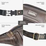 BRAND LEATHER Genuine Leather Stylish Waist Bag Elegant Style Travel Pouch Passport Holder with Adjustable