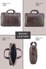 BRAND LEATHER Laptop Bag for Men - Genuine Leather Office Bag with Multiple Compartments Fits 14/15.6/16 Inch Laptop Bag - Messenger and Shoulder Bag for Travel - Water Resistant