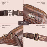 BRAND LEATHER Genuine Leather Stylish Waist Bag Elegant Style Travel Pouch Passport Holder with Adjustable