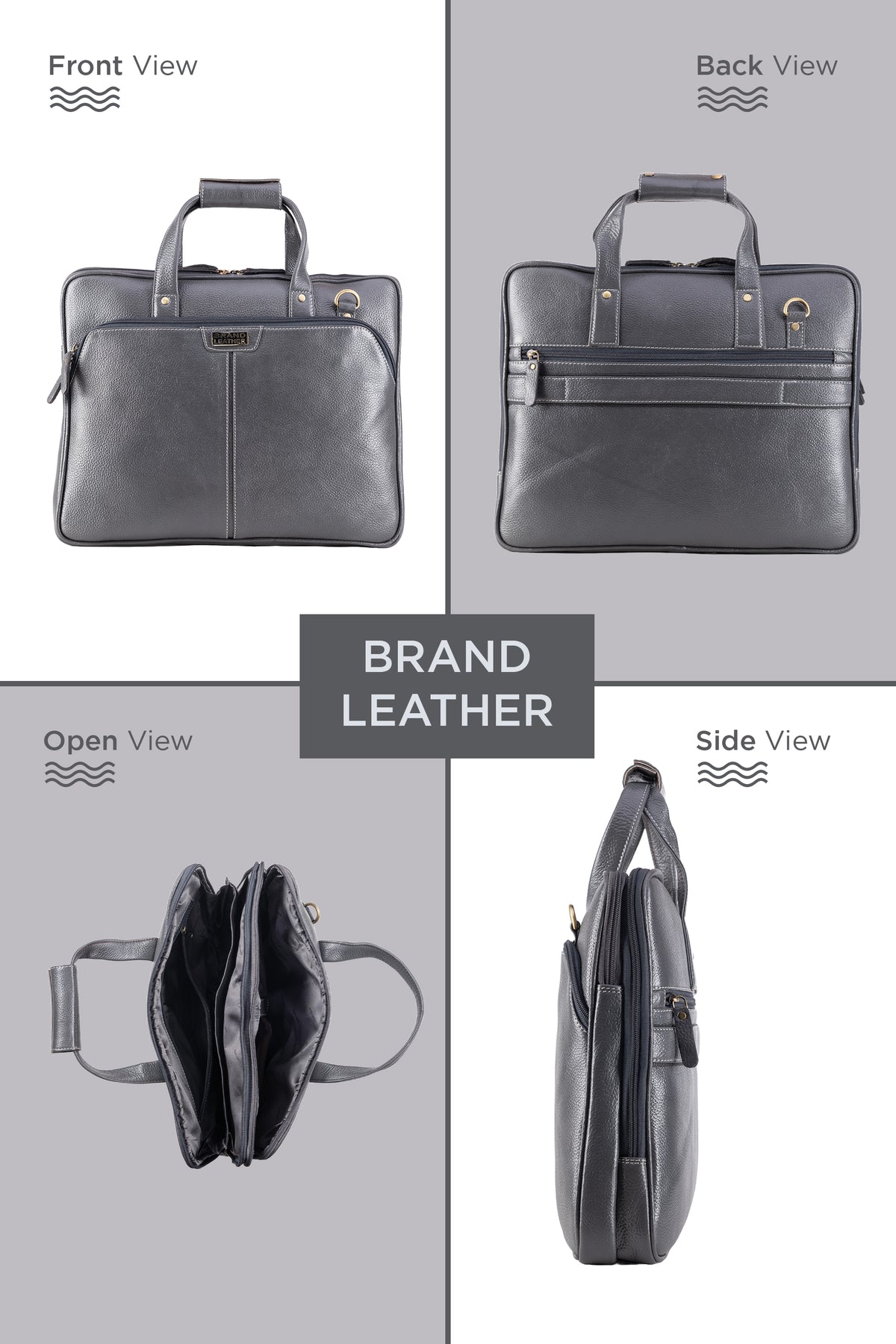 BRAND LEATHER Laptop Bag for Men - Genuine Leather Office Bag with Multiple Compartments Fits 14/15.6/16 Inch Laptop Bag - Messenger and Shoulder Bag for Travel - Water Resistant