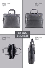 BRAND LEATHER Laptop Bag for Men - Genuine Leather Office Bag with Multiple Compartments Fits 14/15.6/16 Inch Laptop Bag - Messenger and Shoulder Bag for Travel - Water Resistant
