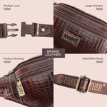BRAND LEATHER Genuine Leather Stylish Waist Bag Elegant Style Travel Pouch Passport Holder with Adjustable Strap Unisex