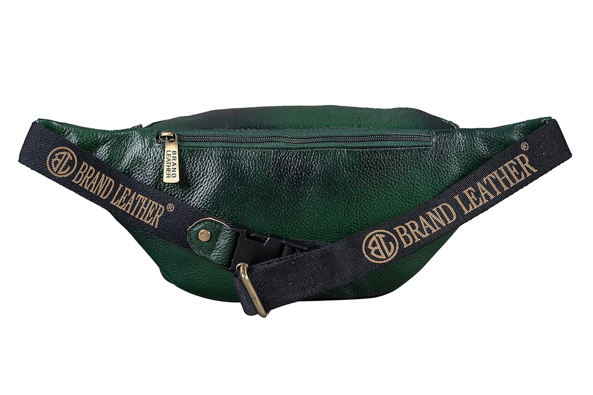 BRAND LEATHER Genuine Leather Stylish Waist Bag Elegant Style Travel Pouch Passport Holder with Adjustable Strap