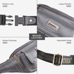 BRAND LEATHER Genuine Leather Stylish Waist Bag Elegant Style Travel Pouch Passport Holder with Adjustable