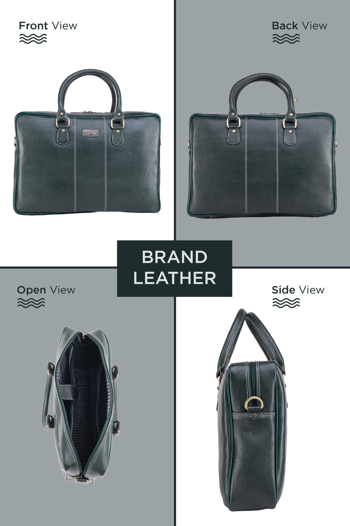 BRAND LEATHER Laptop Bag for Men - Genuine Leather Office Bag with Multiple Compartments Fits 14/15.6/16 Inch Laptop Bag - Messenger and Shoulder Bag for Travel - Water Resistant