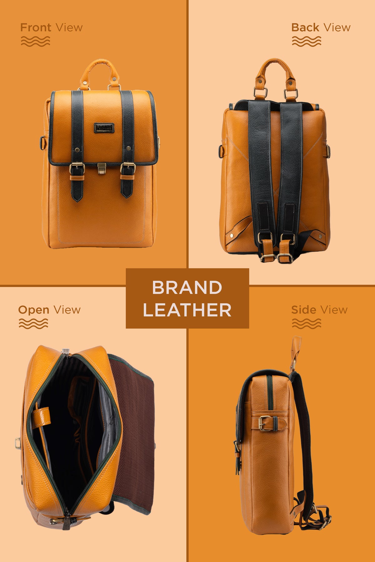 BRAND LEATHER Genuine Leather 14, 15.6 Inch Laptop Backpack For Use Office|Travel|Scahool|College Unisex