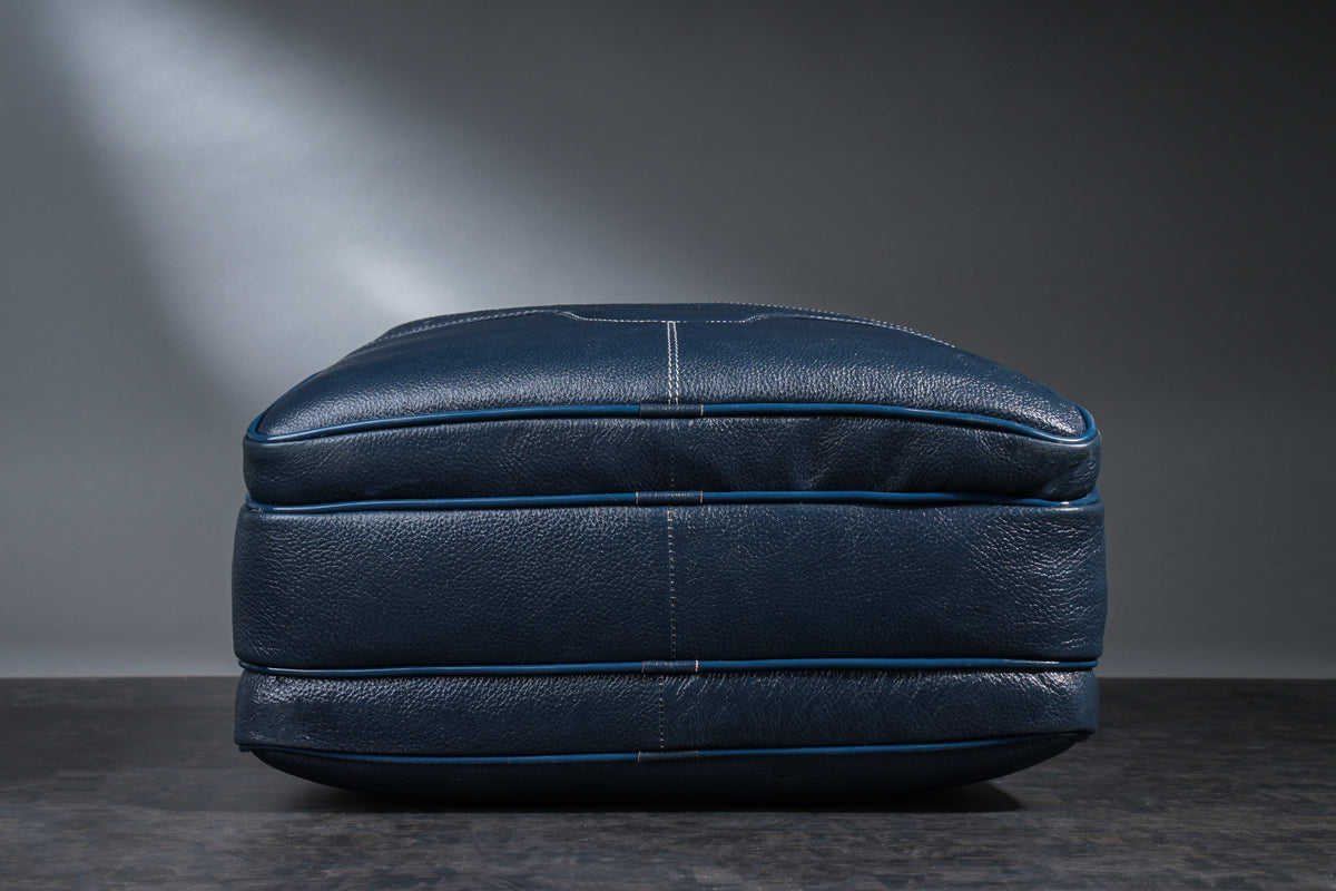 Men's Solid Full Grain Cowhide Leather Large 16 Inch Laptop Briefcase Messenger Bag