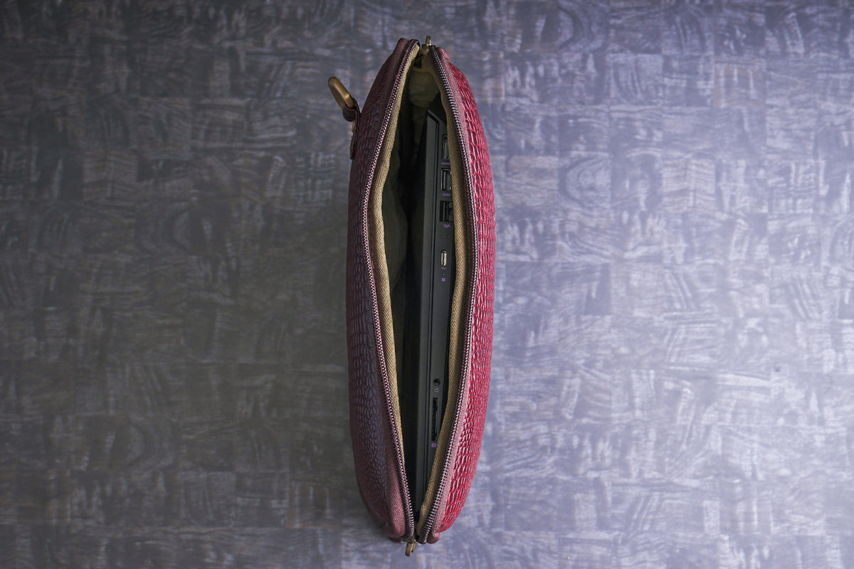 Genuine Leather Laptop Sleeve for Upto 16.3" inch | Shoulder Straps | Adjustable Slings