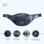 BRAND LEATHER Genuine Leather Stylish Waist Bag Elegant Style Travel Pouch Passport Holder with Adjustable Strap Unisex