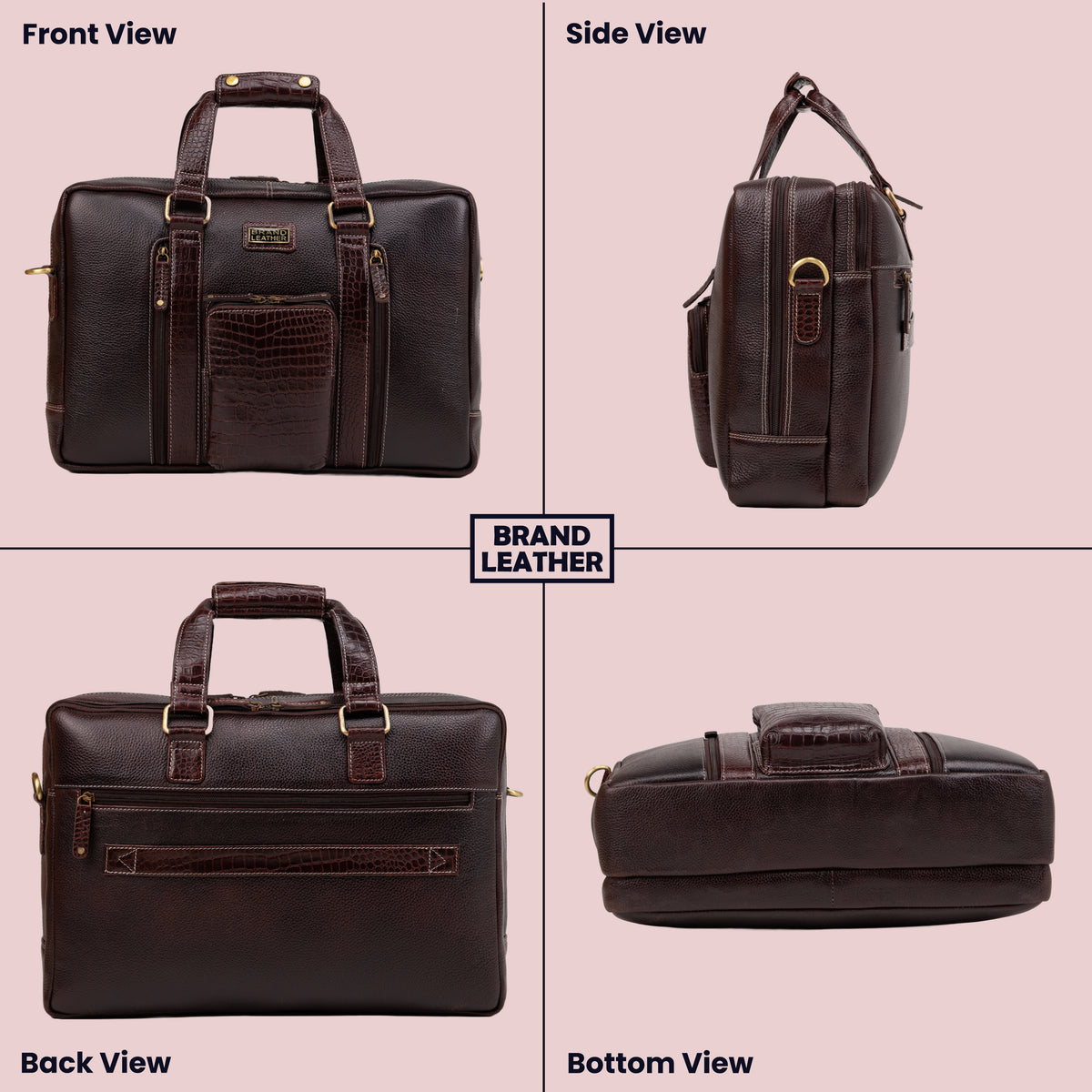 Laptop Bag for Men - Genuine Leather Messenger Bag for Office - Fits up to 16 Inch Laptop -Brown Shoulder Bag with Multiple Compartments - Executive Leather Bag for Work and Travel