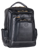 BRAND LEATHER Men's Full Grain Cow Hide Leather 17 Inch Laptop Backpack Large Capacity Weekender Overnight Camping Travel Rucksack