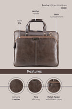 BRAND LEATHER Laptop Bag for Men - Genuine Leather Office Bag with Multiple Compartments Fits 14/15.6/16 Inch Laptop Bag - Messenger and Shoulder Bag for Travel - Water Resistant