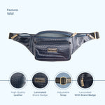 BRAND LEATHER Genuine Leather Stylish Waist Bag Elegant Style Travel Pouch Passport Holder with Adjustable