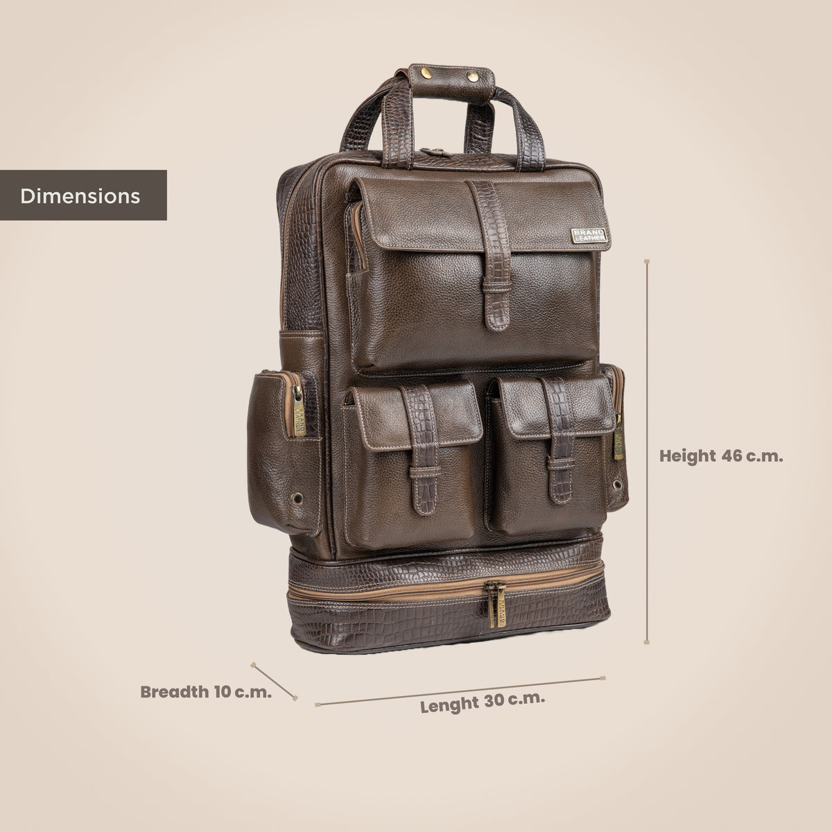 BRAND LEATHER Full Grain Buffalo - Hide Leather Backpack Large Capacity 15/15.6/16/17 Inch Laptop Bag Multi Pockets Travel Daypack