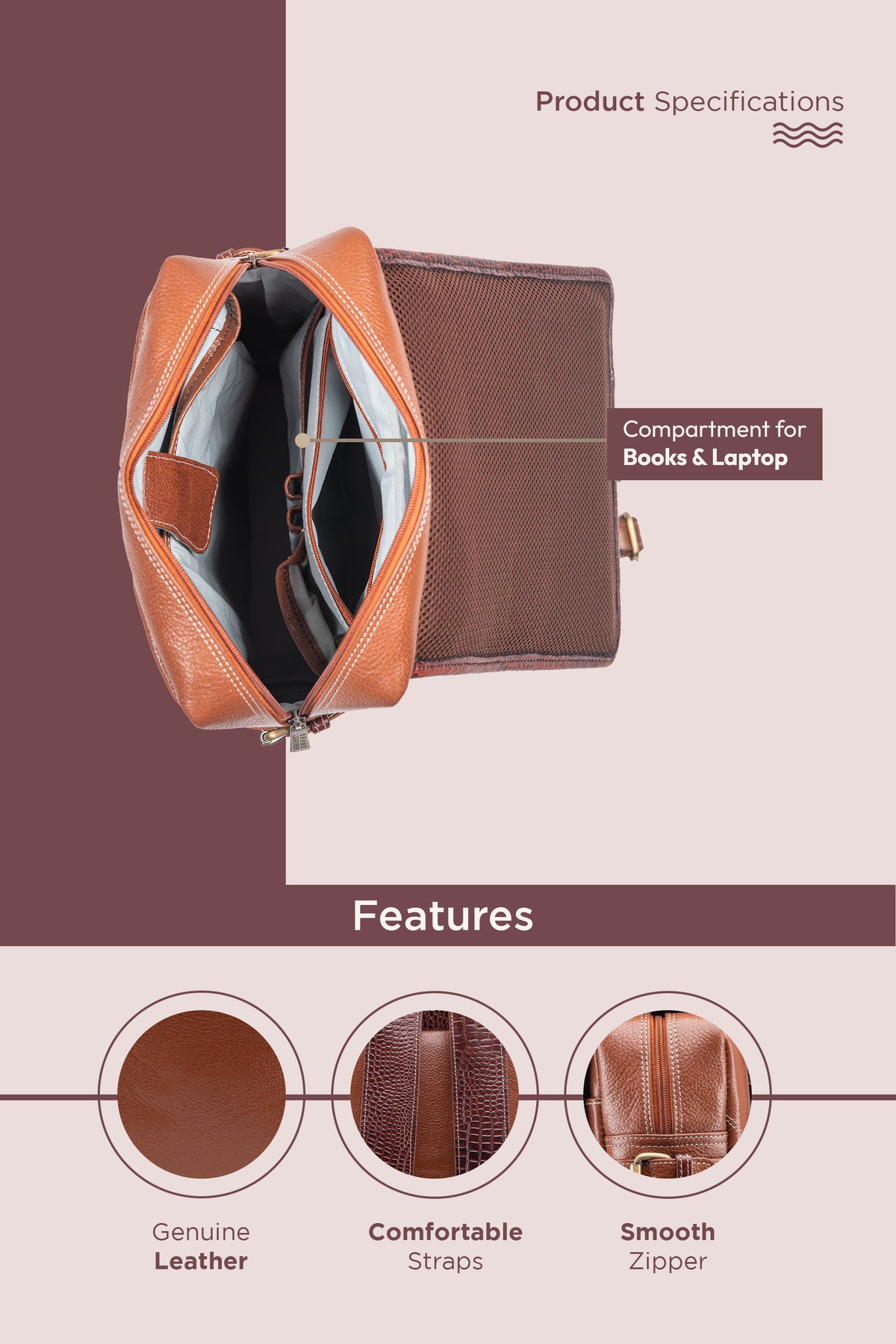 BRAND LEATHER Genuine Leather 14, 15.6 Inch Laptop Backpack For Use Office|Travel|Scahool|College Unisex